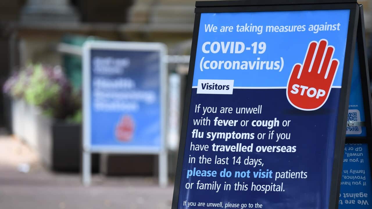 Sign warning of coronavirus measures