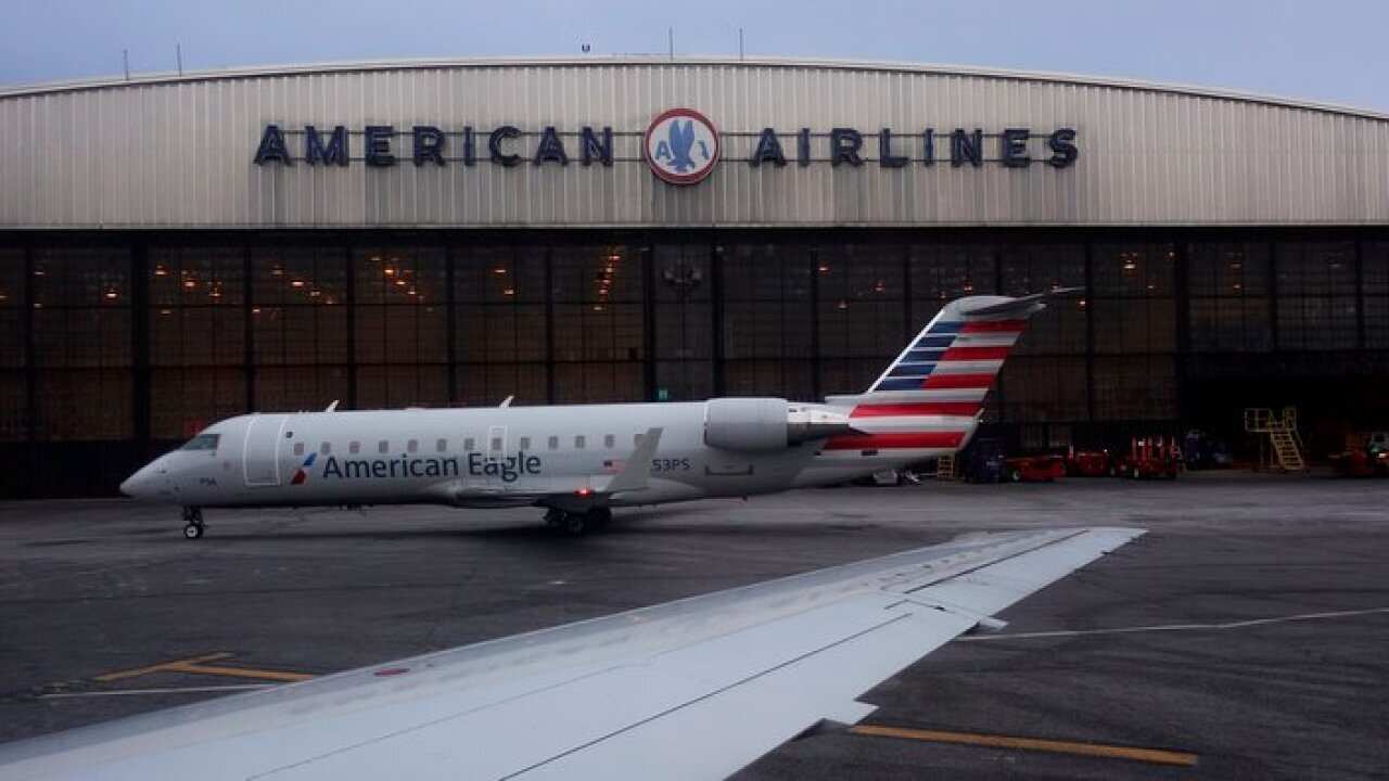 American Airlines facility at LaGuardia Airport in New York. American Airlines reports earns on Thursday, April 26. (AP Photo/John Minchillo, File)