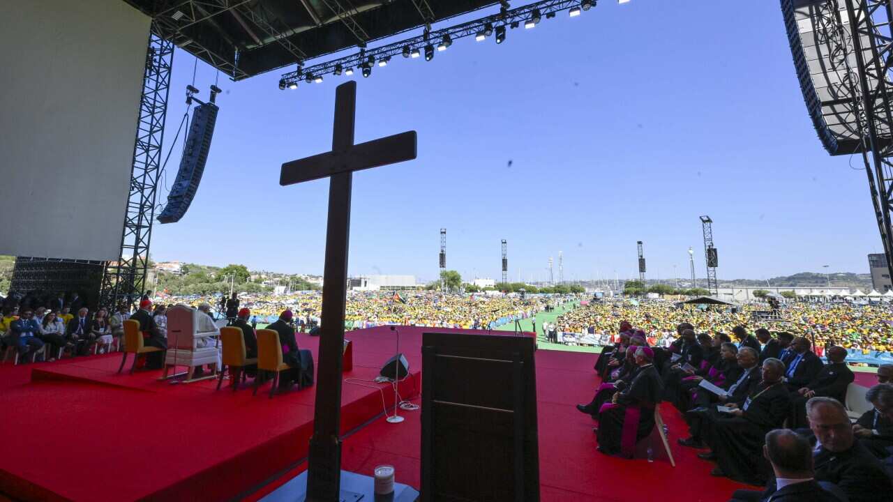 PORTUGAL - POPE FRANCIS PRESIDES OVER A MASS CELEBRATING THE 37TH WORLD YOUTH DAY AT THE PARQUE TEJO LISBON - 2023/8/6