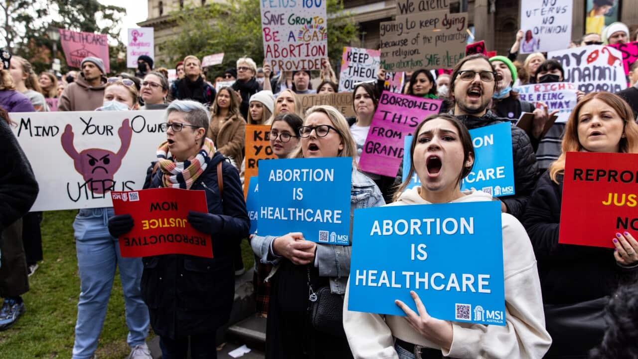 Thousands of pro-choice protesters gathered at Melbourne’s State Library Victoria on Saturday.