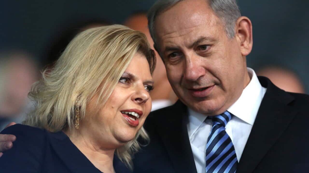 Israeli Prime Minister Benjamin (R) Netanyahu his wife Sara Netanyahu