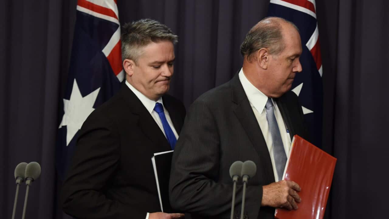 Defence minister David Johnston and Finance minister Mathias Corman
