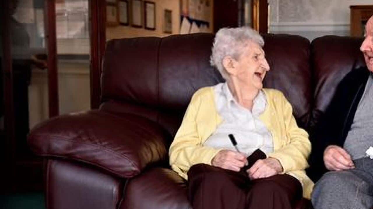Ada Keating and her son Tom at the Liverpool care home where they live.