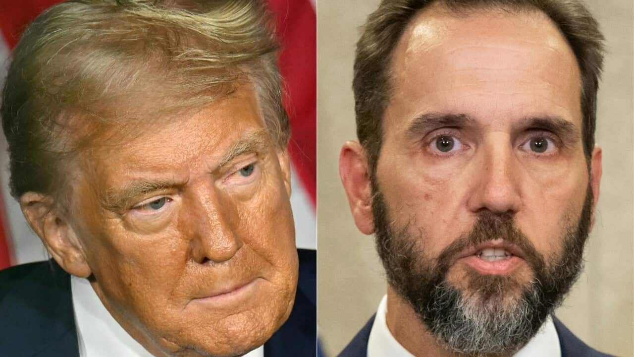 A combination picture shows a man looking left and a another man looking at the camera.