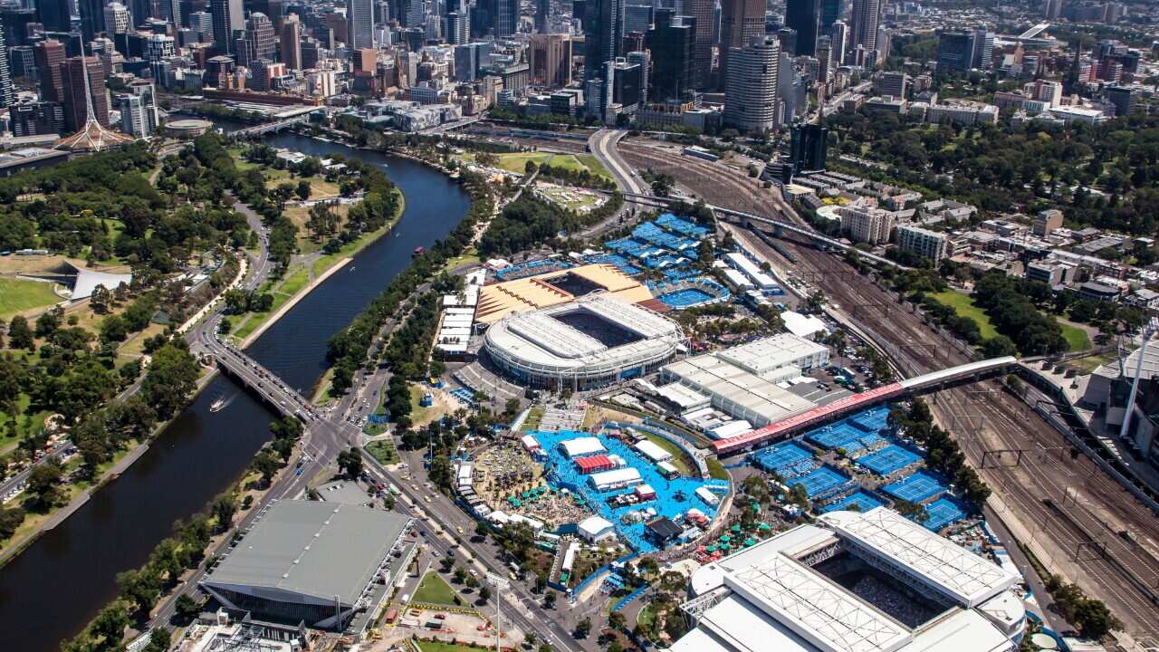 Un'immagine aerea del complesso di Melbourne Park