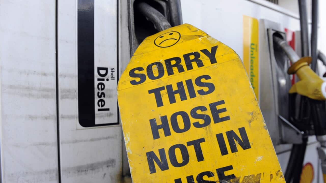 A diesel pump at a service station