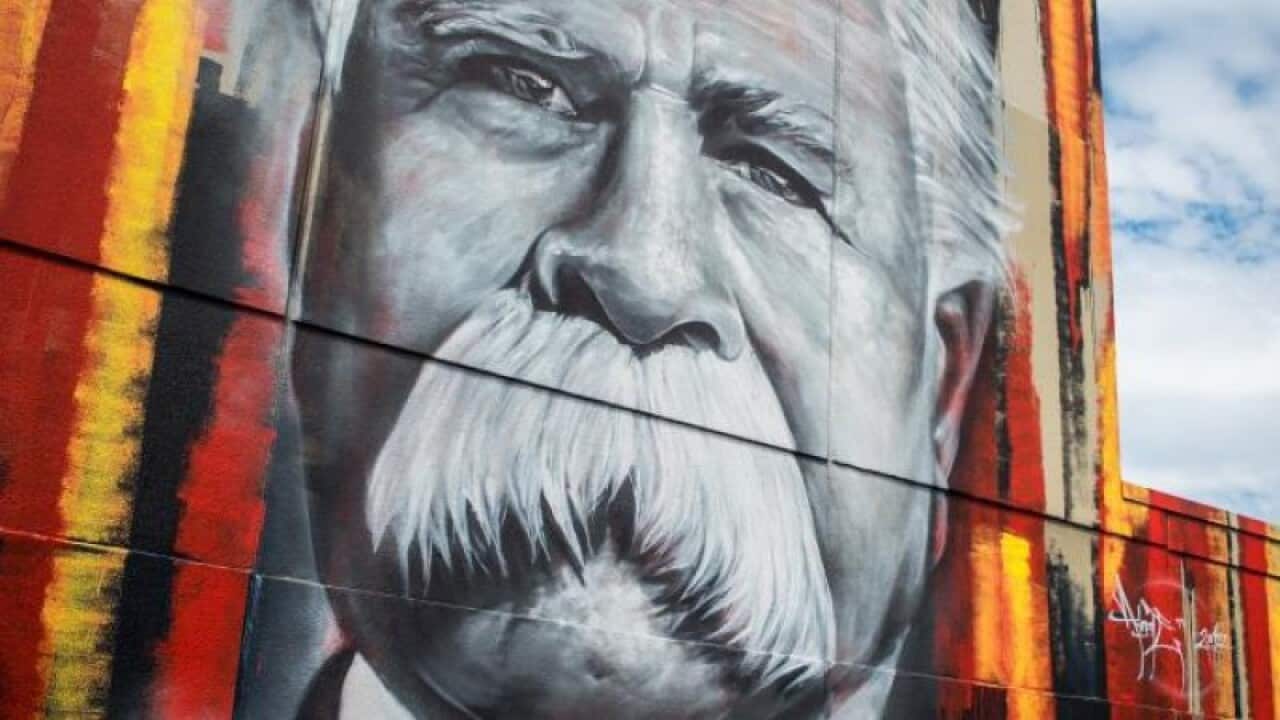 A giant mural of William Cooper in Shepparton