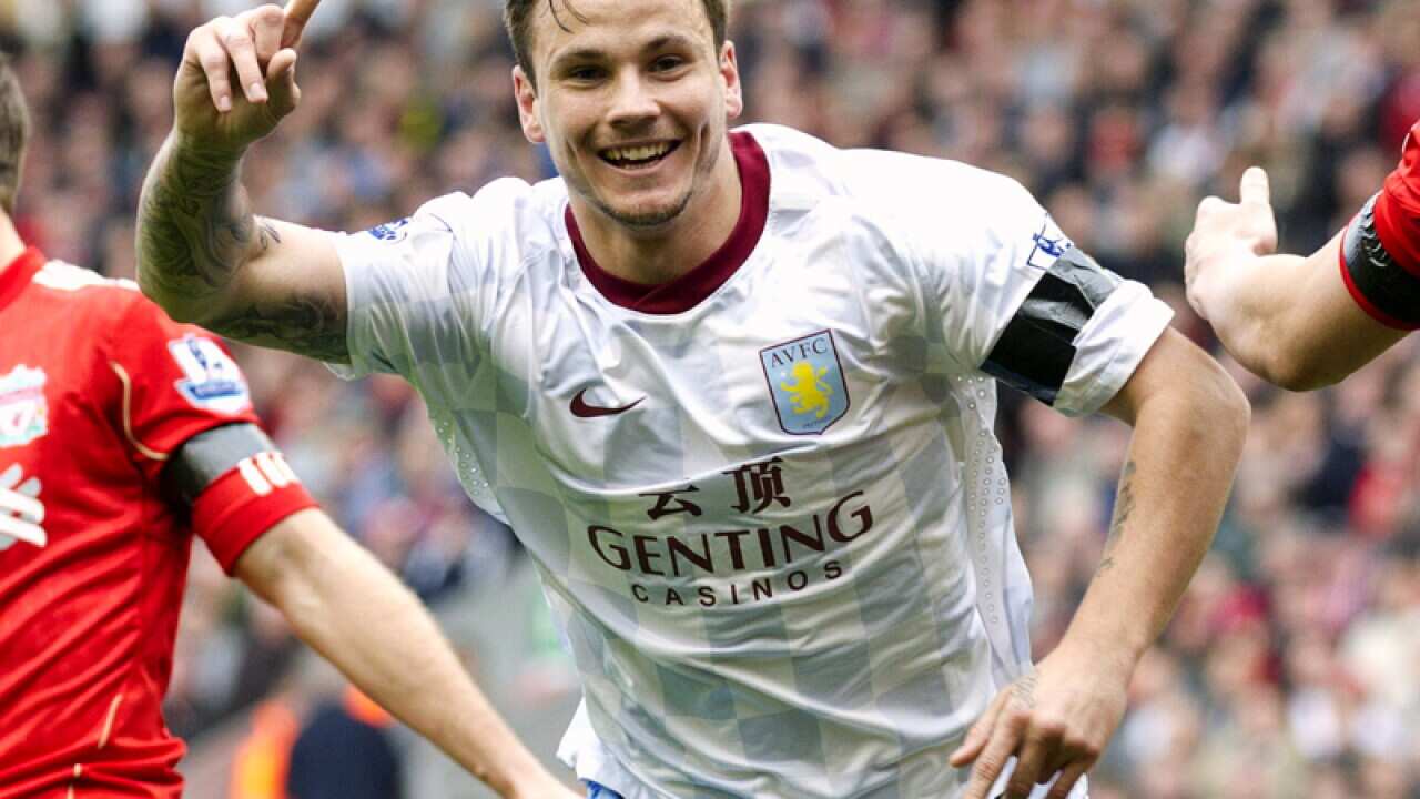 Aston Villa's Chris Herd celebrates after scoring