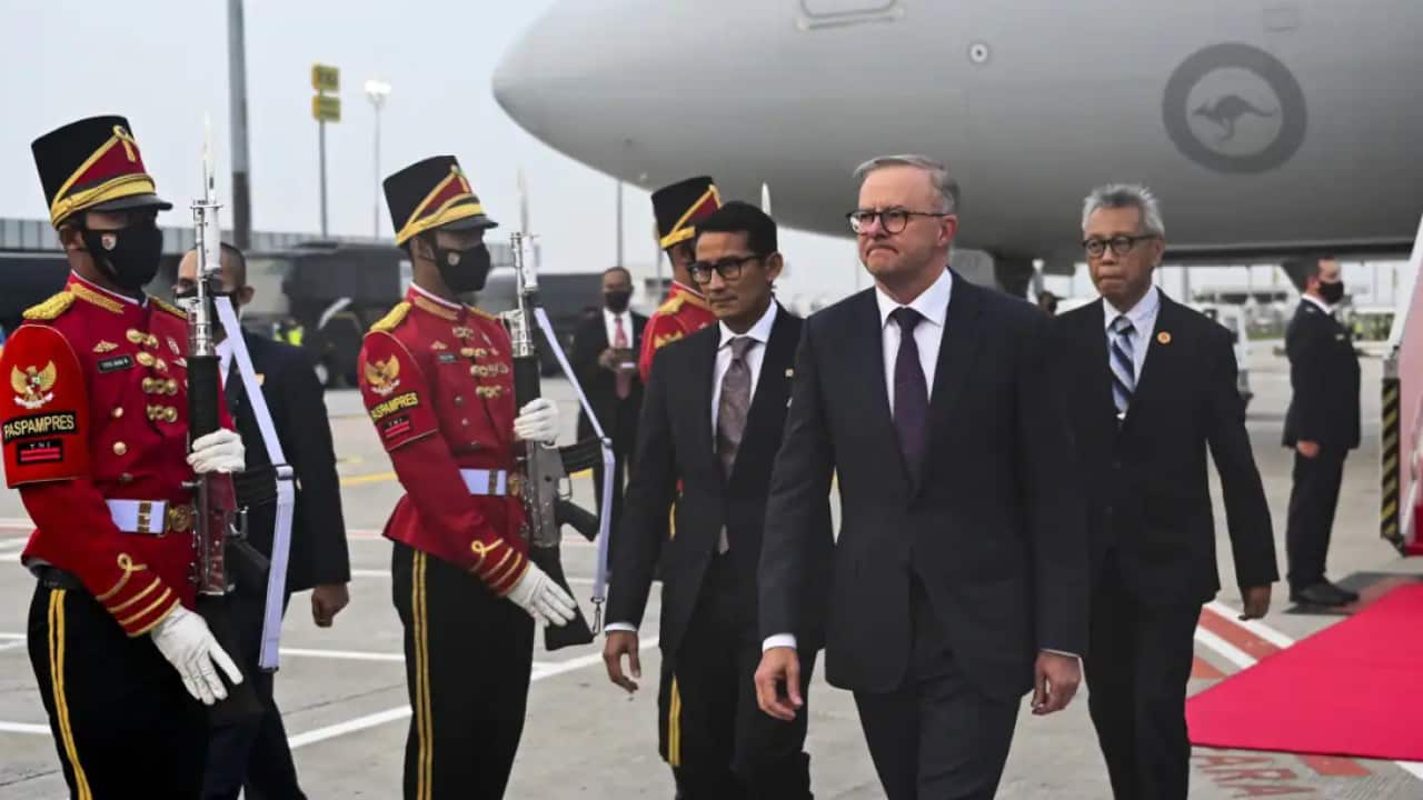 Prime Minister Anthony Albanese arrived in Jakarta on Sunday night. He said increasing links with Indonesia was crucial amid growing tensions in the Indo-Pacific.