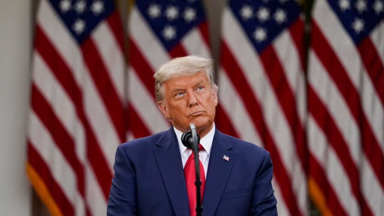 President Donald Trump speaks in the Rose Garden of the White House in Washington on 13 November, 2020.