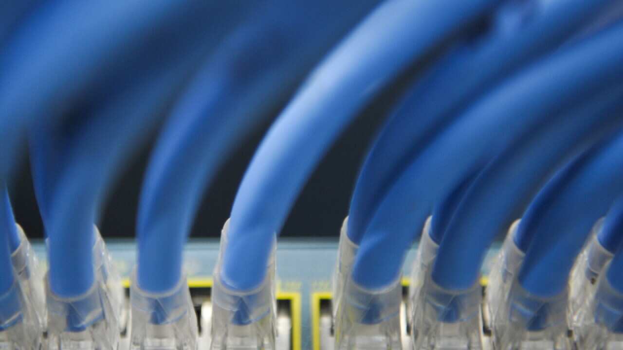 Ethernet cables in a server room