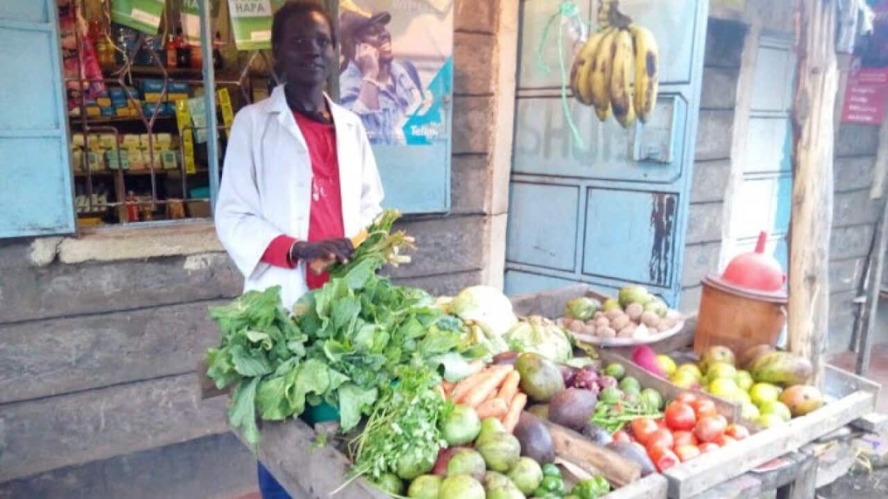 Akong at her shop in Nakuru