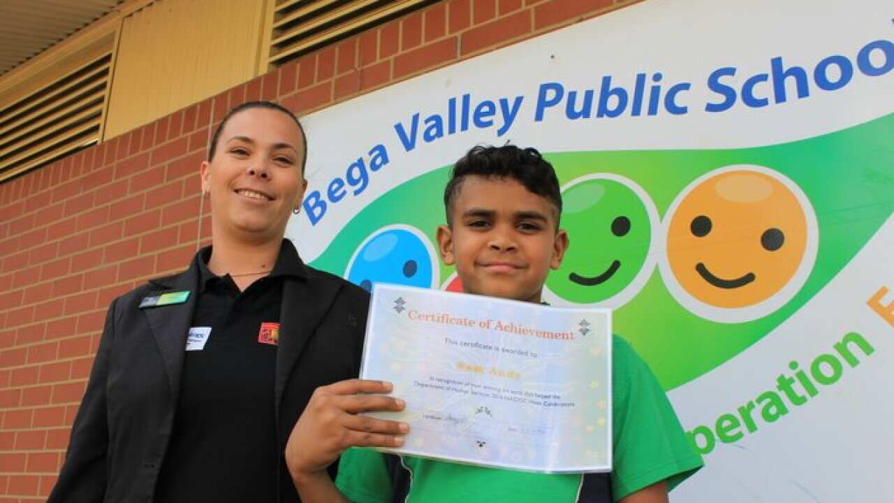 Sam Andy, Shelley Pitman 2016 National Aboriginal and Torres Strait Islander Children's Day Art Award winner, Bega Primary School NSW.