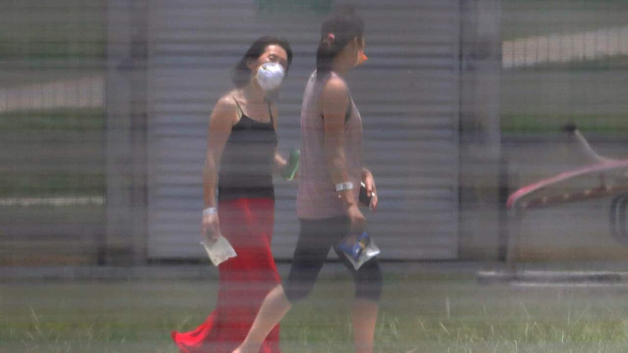 Evacuees from Wuhan in the Christmas Island Australian Immigration Detention Centre