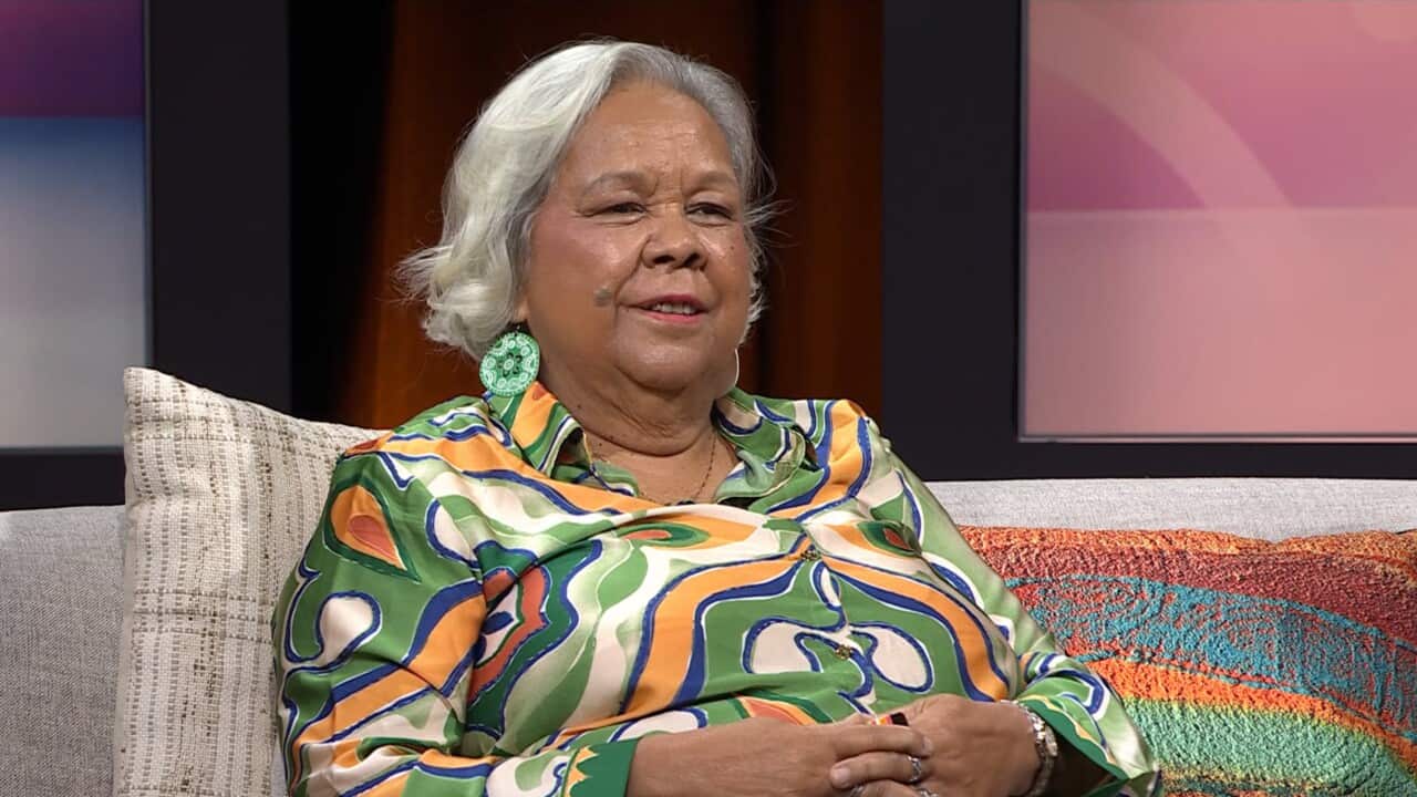 Aunty Jackie Huggins sitting down