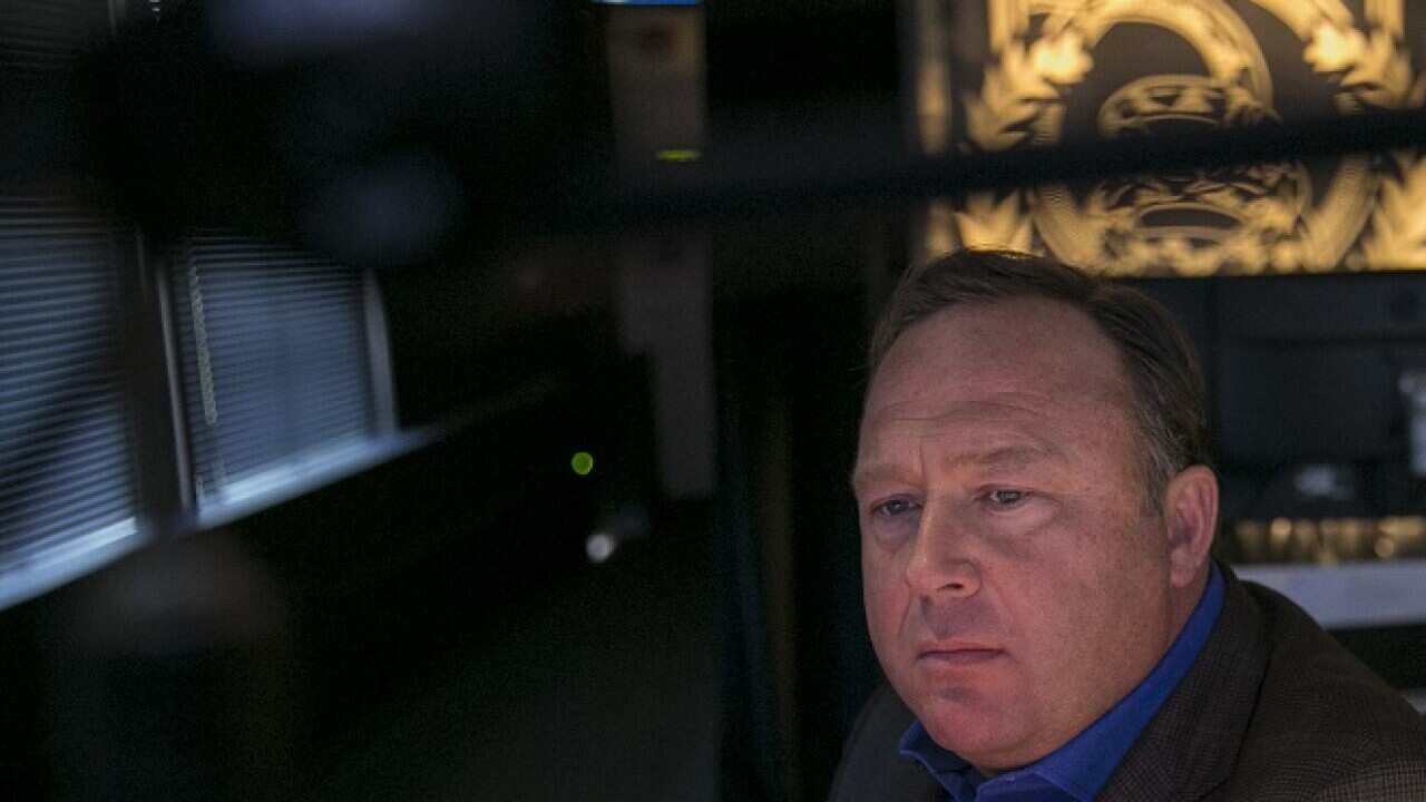 Alex Jonesin his Austin, Texas control room.