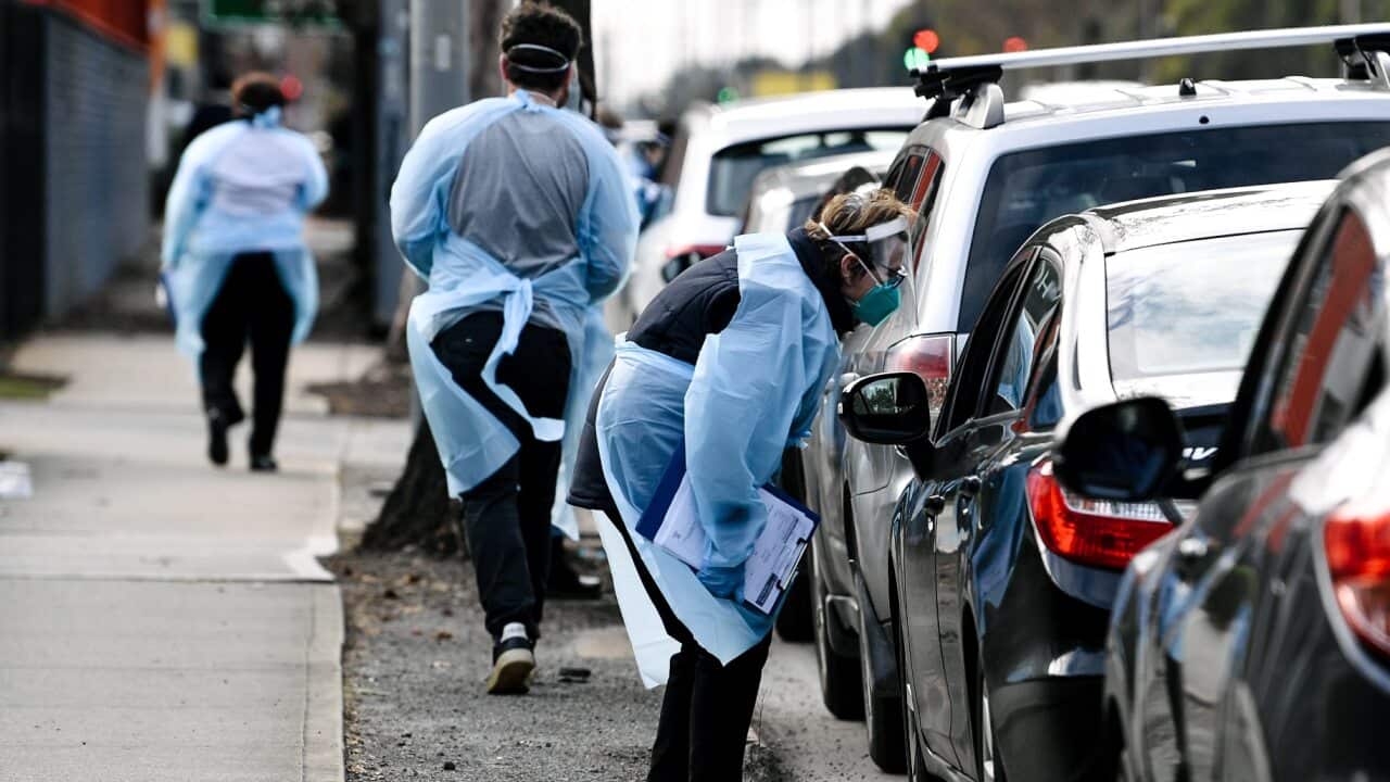 A COVID-19 testing station in Hindmarsh, Adelaide.