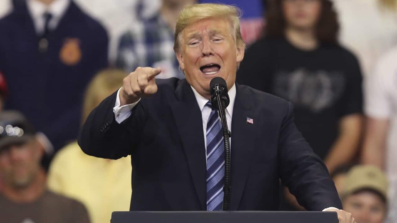 US President Donald Trump at a campaign rally in Montana