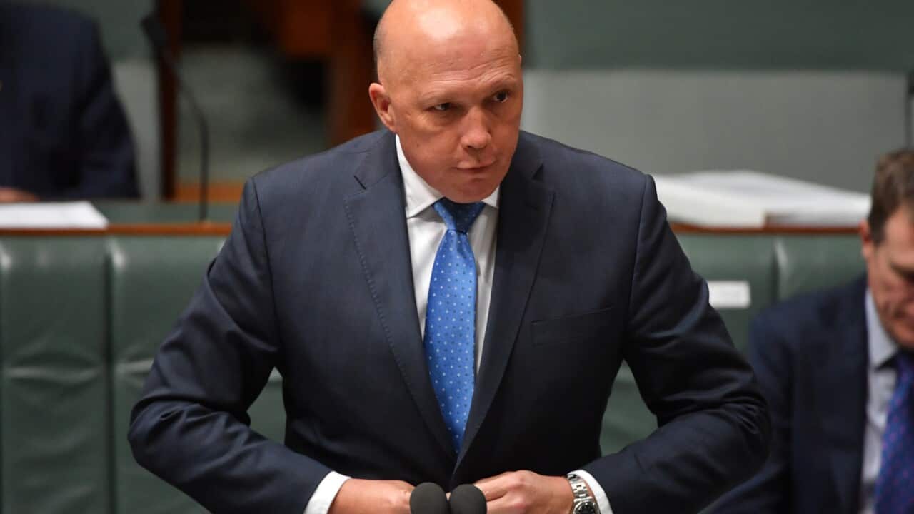 Minister for Home Affairs Peter Dutton during Question Time in the House of Representatives at Parliament House in Canberra, Thursday, December 3, 2020. (AAP Image/Mick Tsikas) NO ARCHIVING