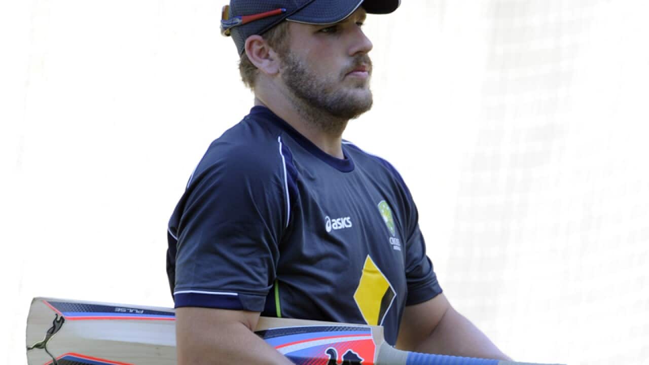 Australian cricketer Aaron Finch at training