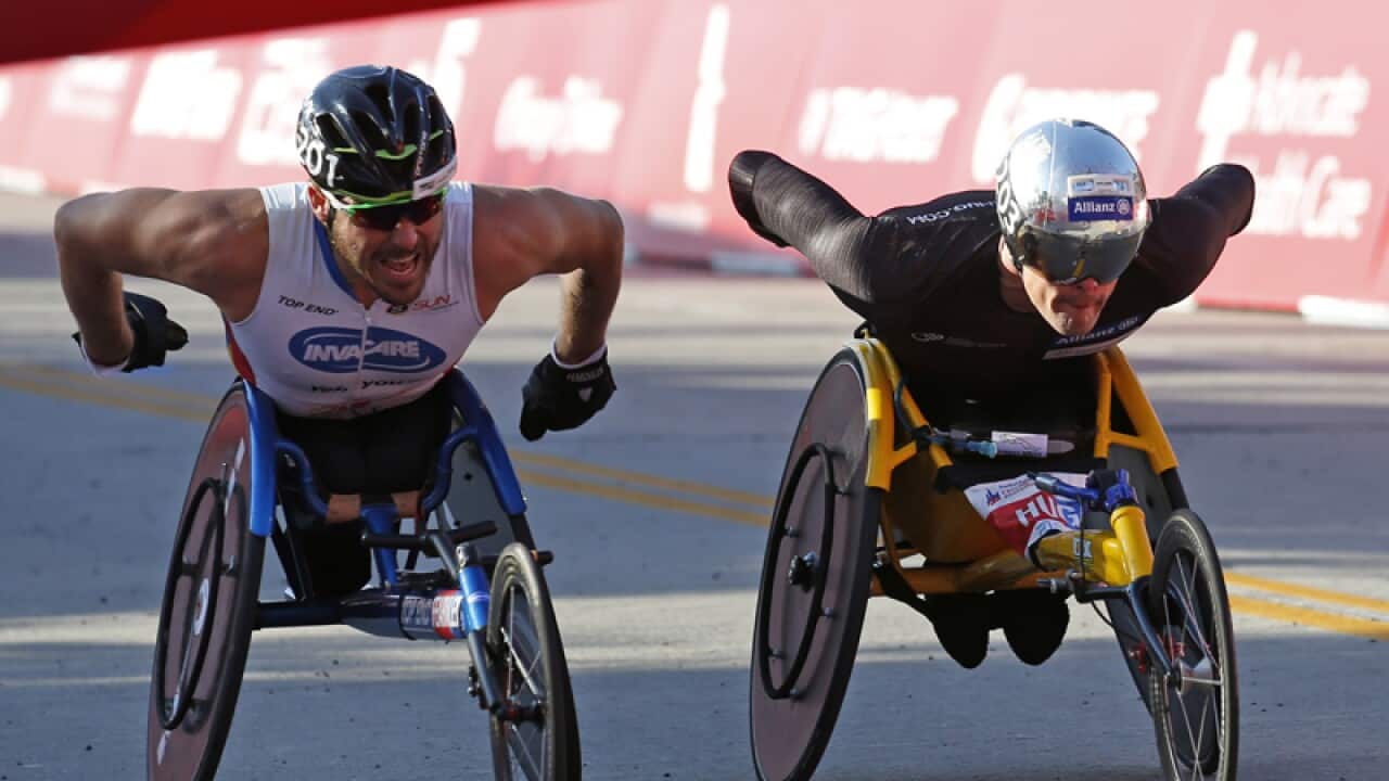 Kurt Fearnley (L) and Marcel Hug