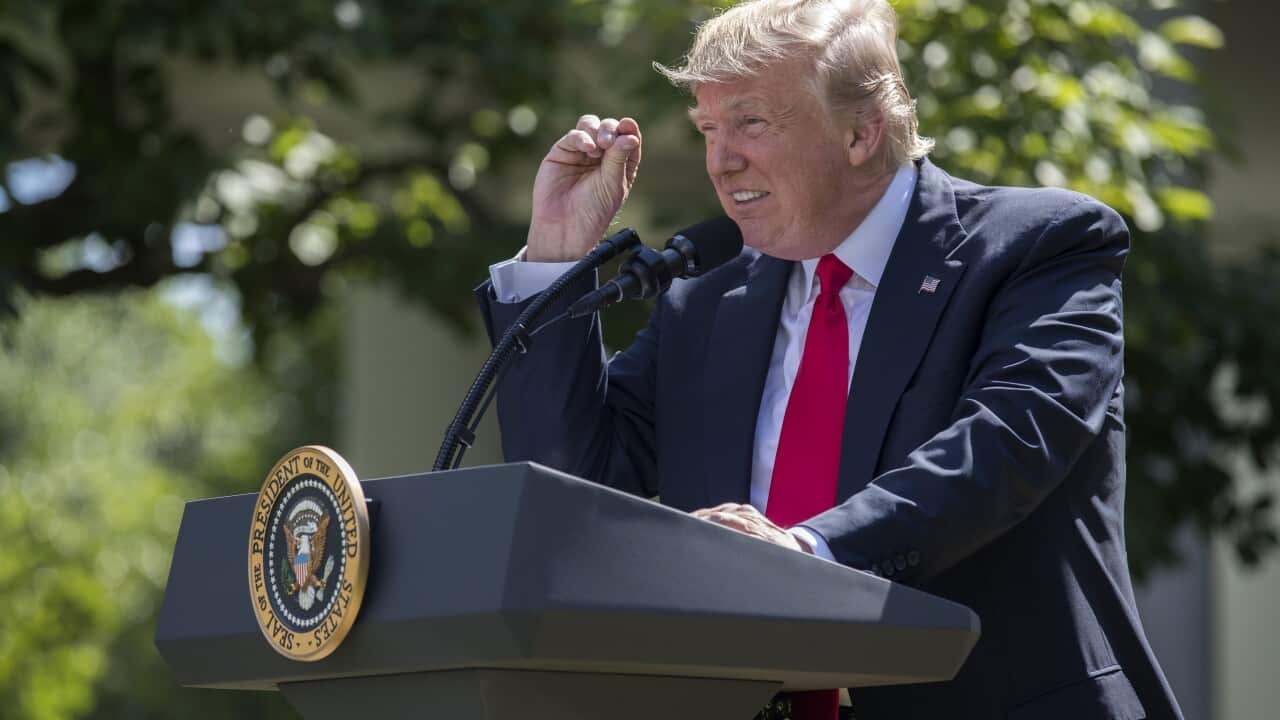 US President Donald J. Trump announces that the US is withdrawing from the Paris climate accord during a Rose Garden event at the White House in Washington, DC, USA, 01 June 2017. EPA/SHAWN THEW
