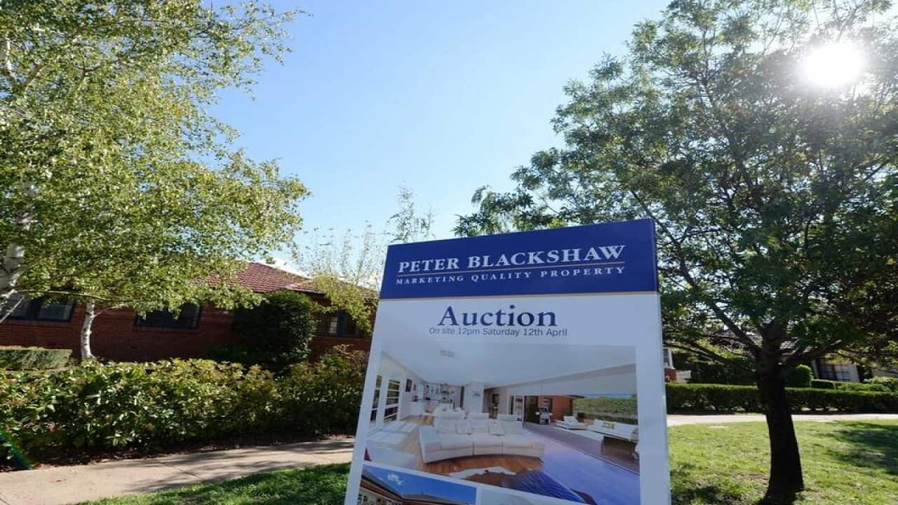 An auction sign in Canberrra.