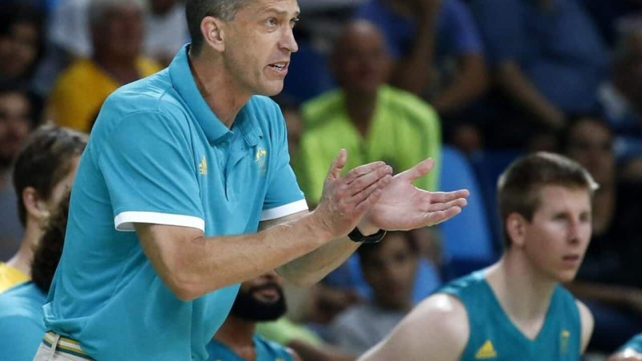A file image of Australian basketball coach Andrej Lemanis (L)