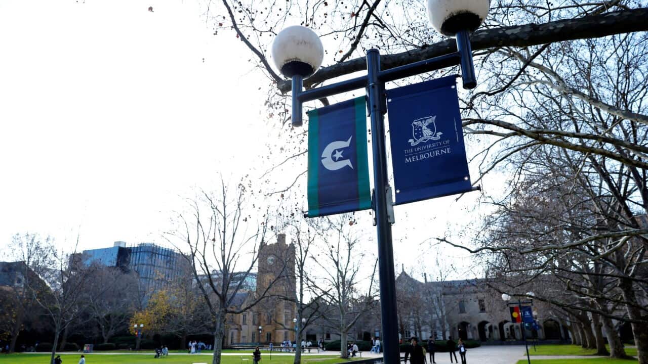 A general view of signage during an inquiry examining freedom of speech and assembly on Australian university campuses at the University of Melbourne (AAP Image-Con Chronis) .jpg