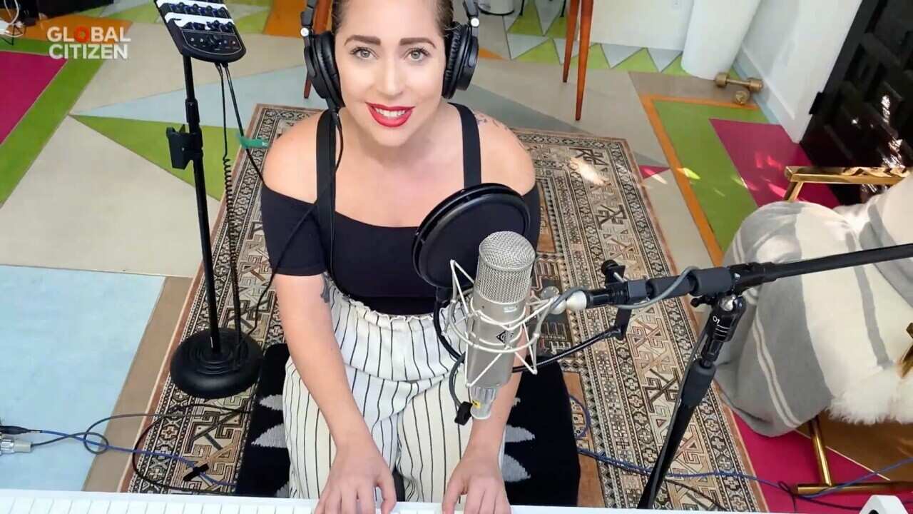 Lady Gaga during the One World broadcast, celebrating health workers on the front line of the coronavirus pandemic.. Issue date: Sunday April 19, 2020. Curated by Lady Gaga, the One World: Together At Home event attracted some of the biggest names in musi