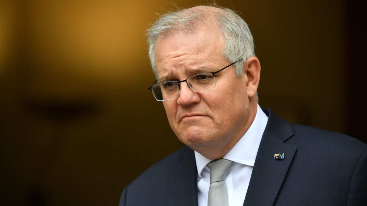 Prime Minister Scott Morrison at a press conference at Parliament House in Canberra, Friday, August 27, 2021. (AAP Image/Mick Tsikas) NO ARCHIVING