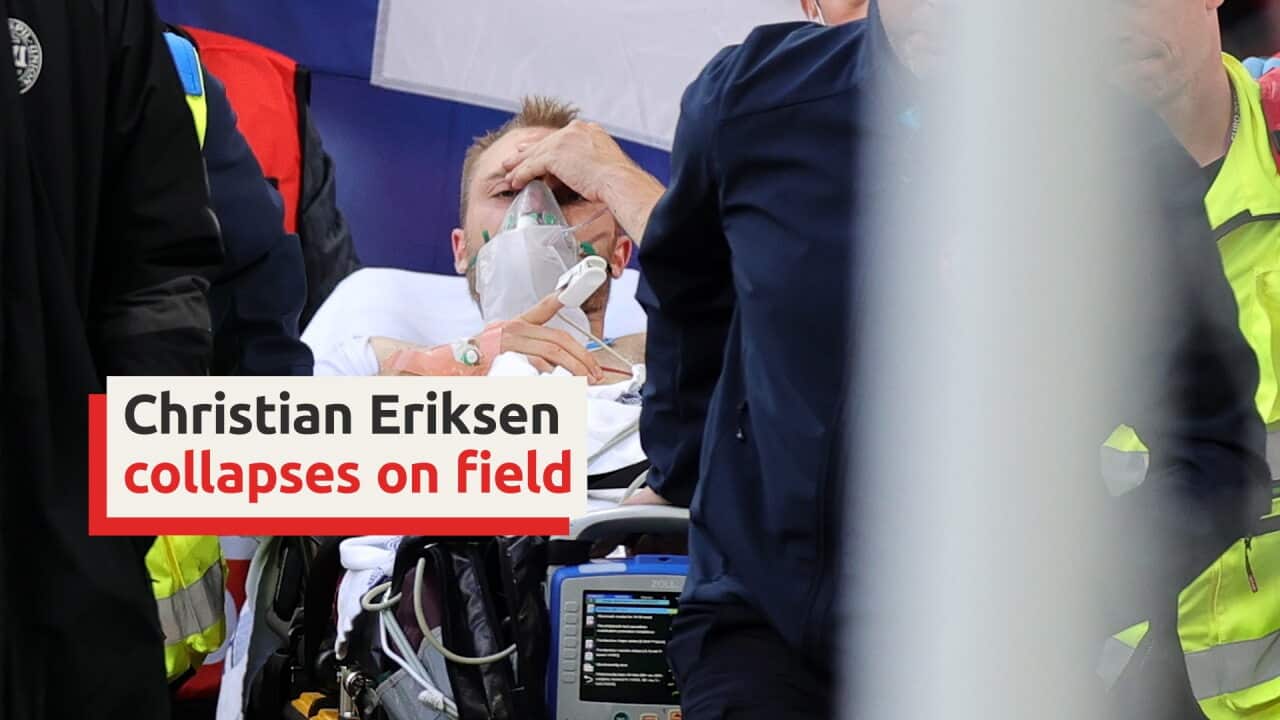 Eriksen collapses on field