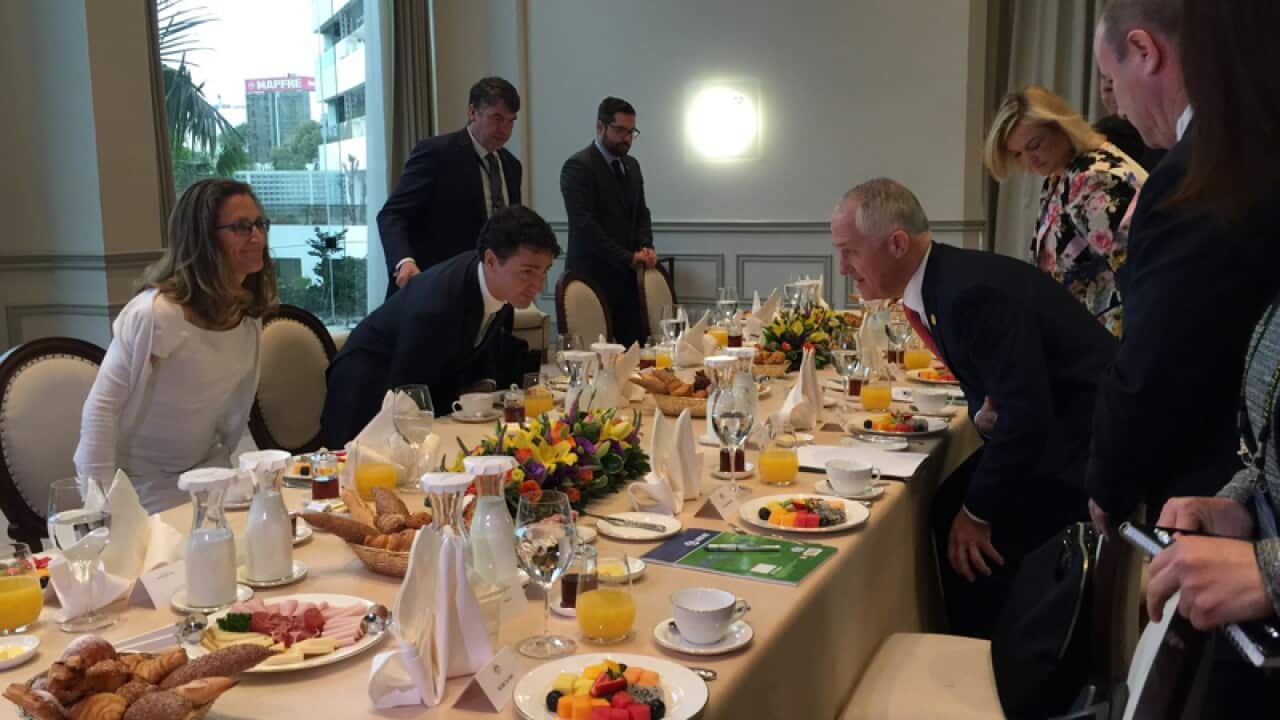 Malcolm Turnbull meets with Canada's Prime Minister Justin Trudeau