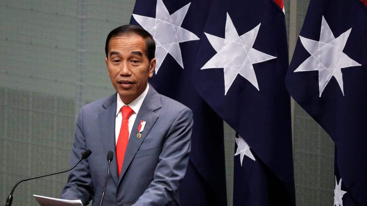 Indonesian President Joko Widodo addresses Parliament in Canberra.