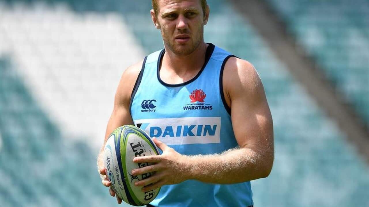 NSW Waratahs player Tom Staniforth during a training session in Sydney