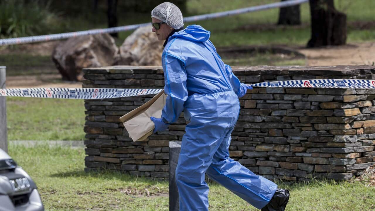 The crime scene in the suburb of Wakerley, Brisbane, where a man was shot by police and later died.
