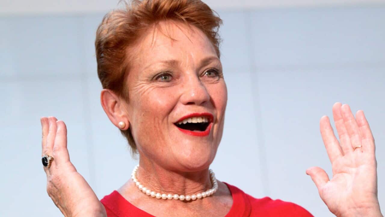 One Nation leader Pauline Hanson during a press conference at Perth