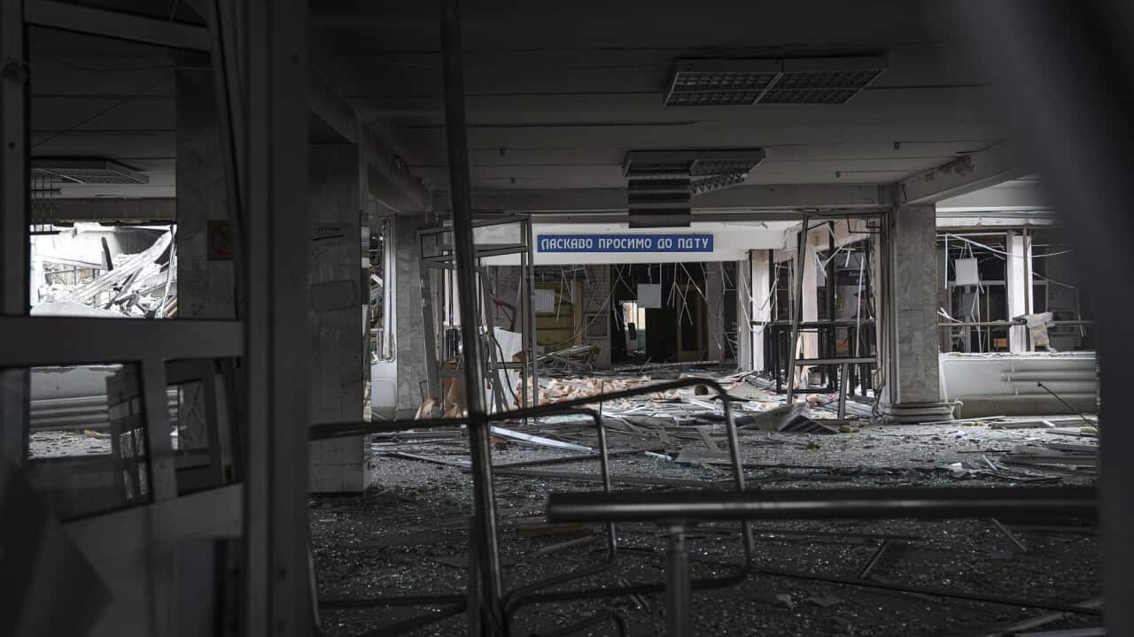 Pryazovskyi State Technical University building is seen damaged by shelling in Mariupol, Ukraine.