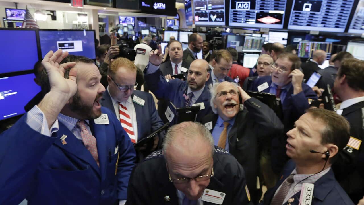 Stocks are moving solidly higher in midday trading on Wall Street following Donald Trump's upset victory over Hillary Clinton.