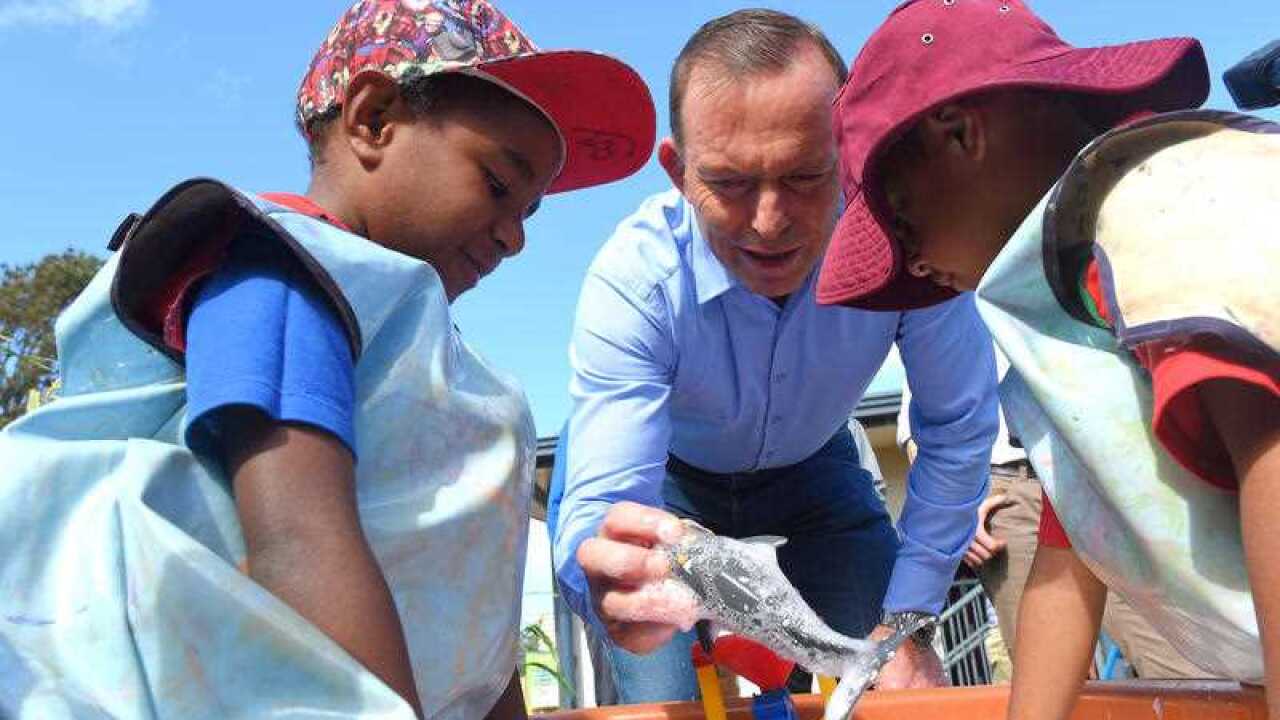Prime Minister Tony Abbott visits Bamaga Junior School Bamaga on the Northern Peninsula.