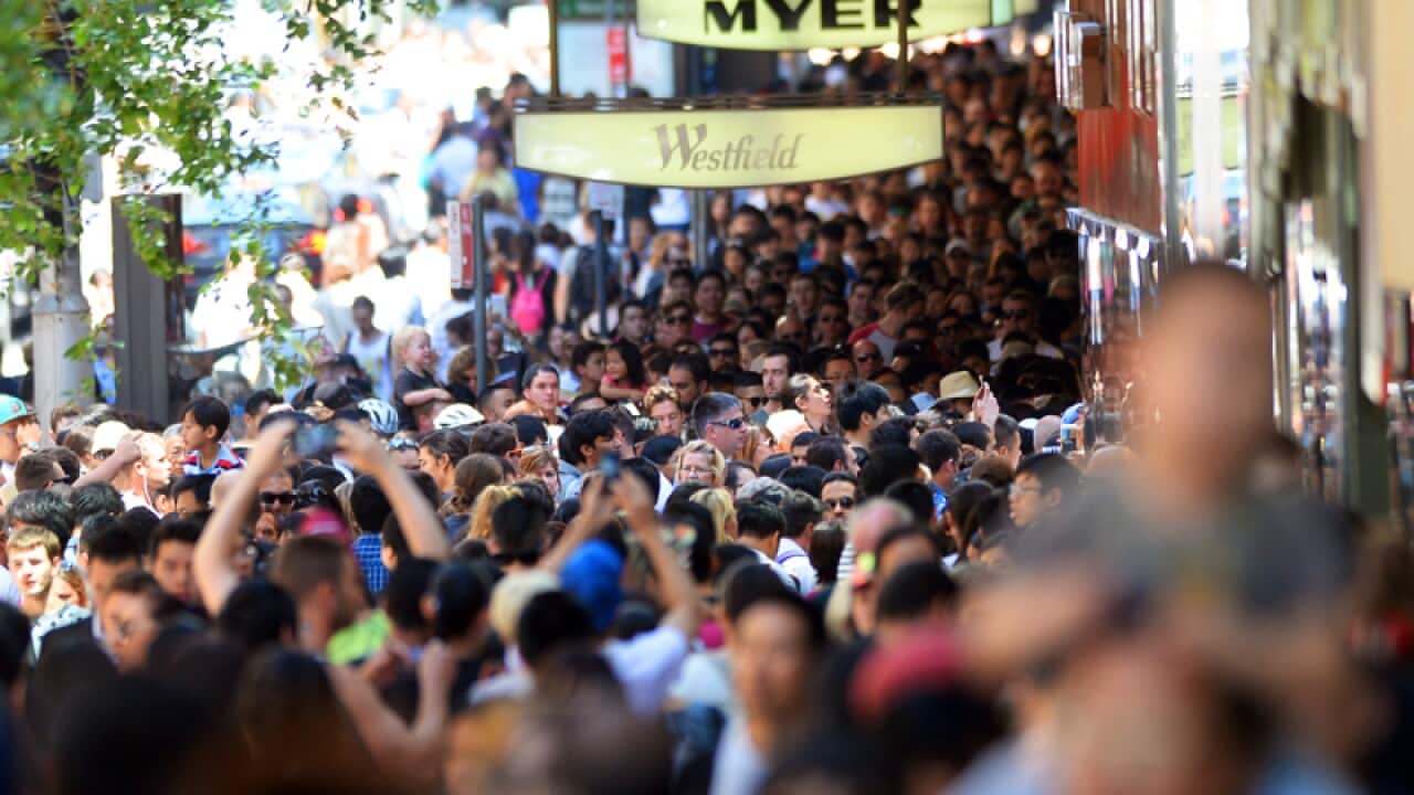 Consumers in the Sydney CBD on Boxing Day