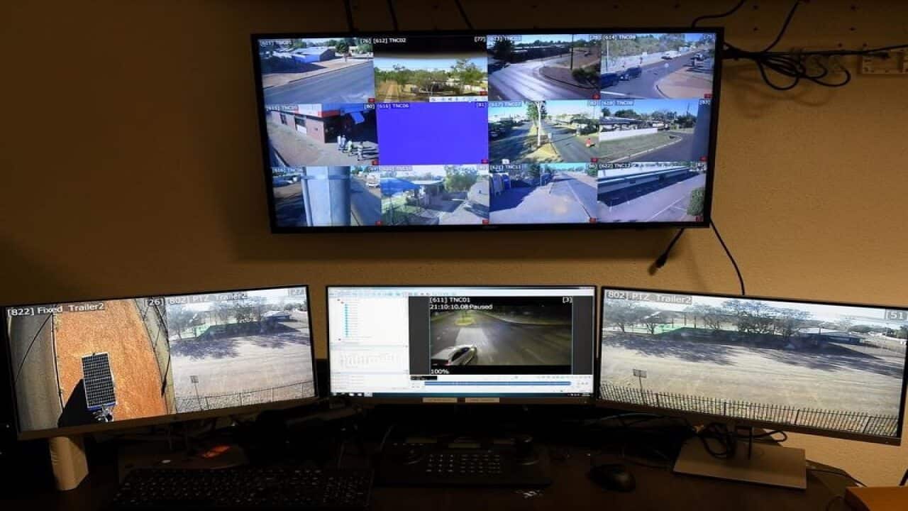 CCTV feeds at Tennant Creek Police Station, at Tennant Creek
