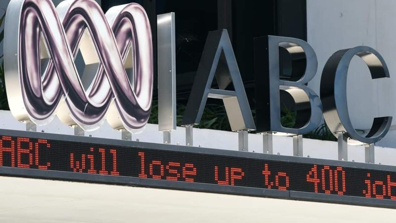 A file image of a news ticker at the ABC's Brisbane office