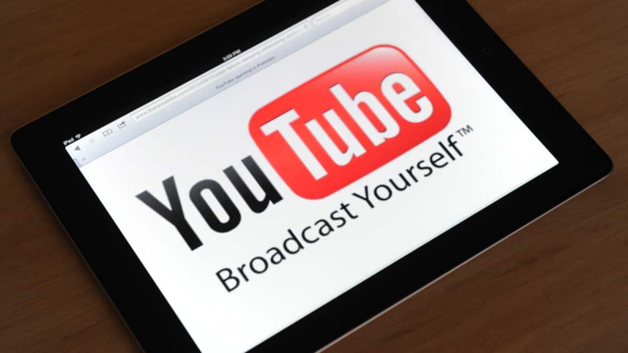 A YouTube logo on an iPad