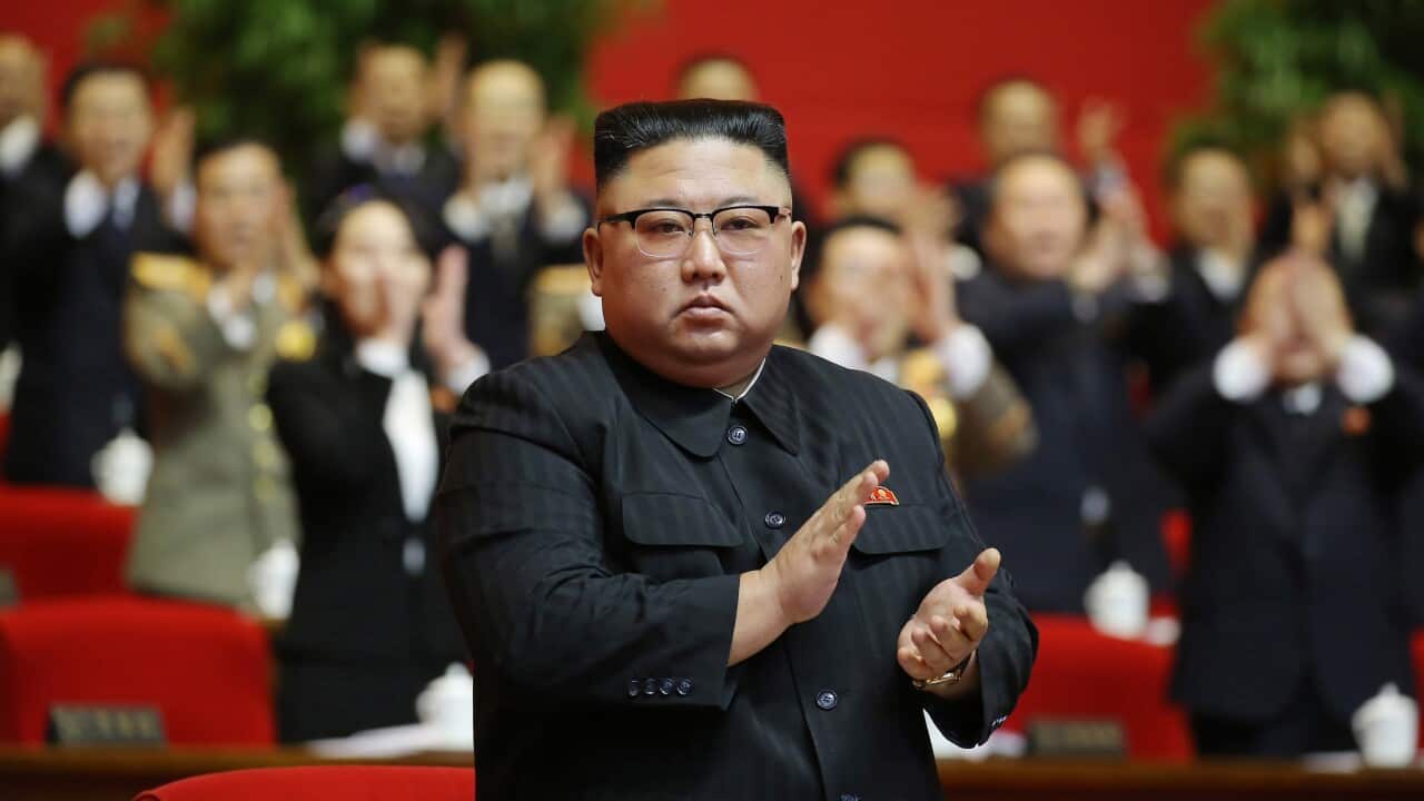 North Korean leader Kim Jong-un during the 8th Congress of the Workers' Party of Korea, in Pyongyang, North Korea, 11 January 2021.