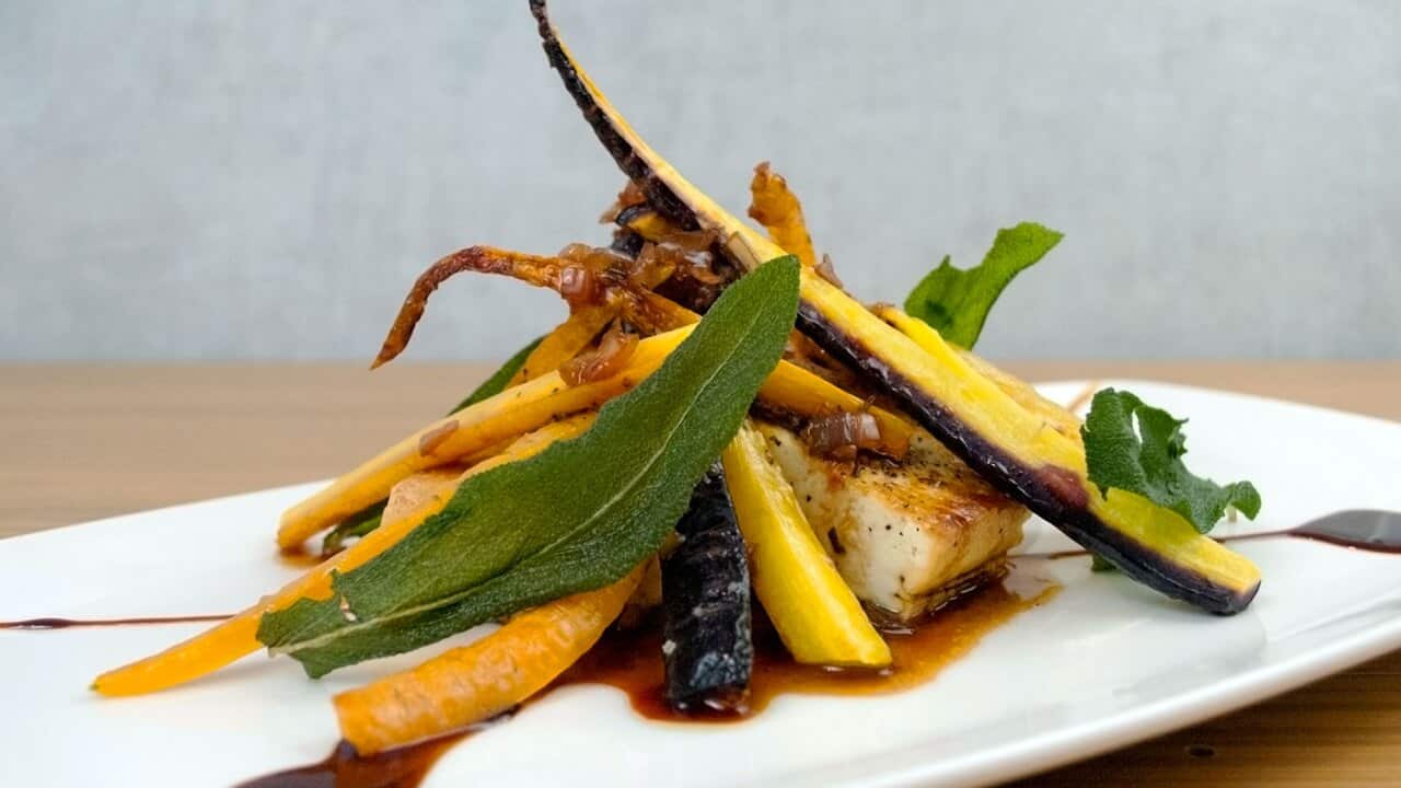 Heirloom carrots with rosemary balsamic demi-glace