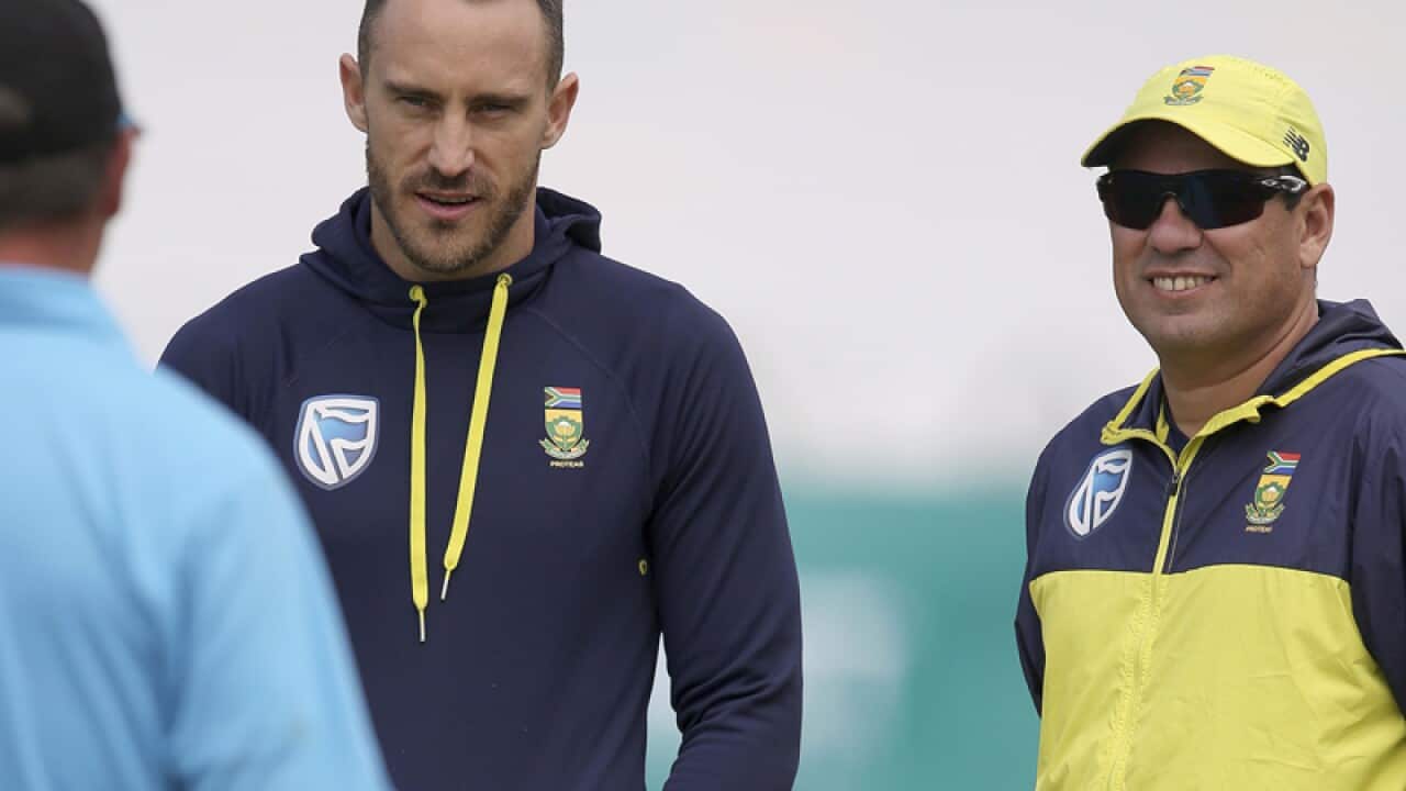 South Africa captain Faf du Plessis and coach Russell Domingo