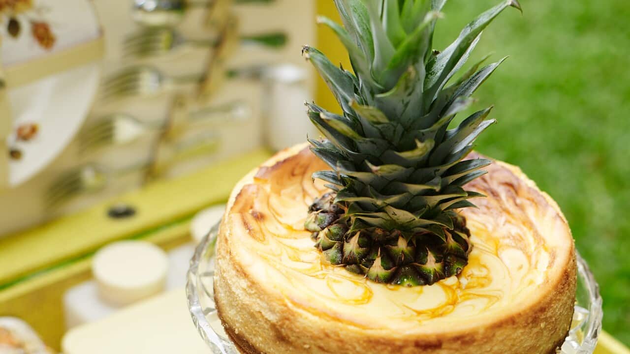 Pineapple and passionfruit cheesecake