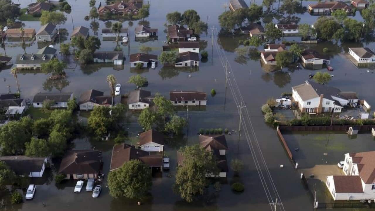 Texan homes in floodwaters
