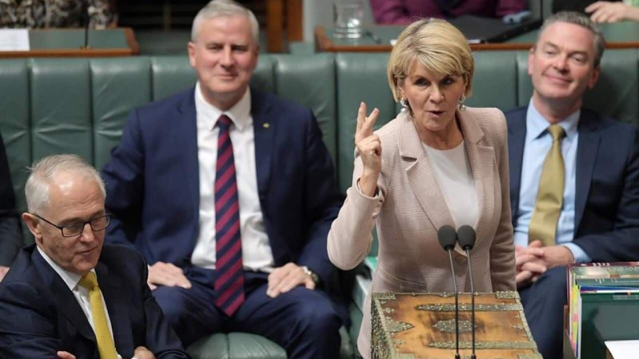 Julie Bishop during question time in parliament.